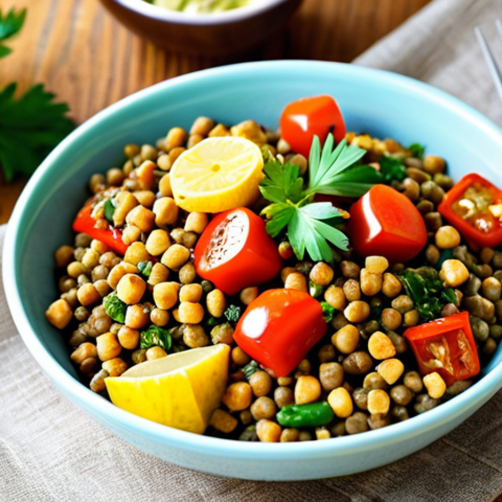 대체 식품의 영양 가치 분석 - Plant-Based Protein Meal**

A brightly lit, close-up shot of a delicious and nutritious plant-based ...
