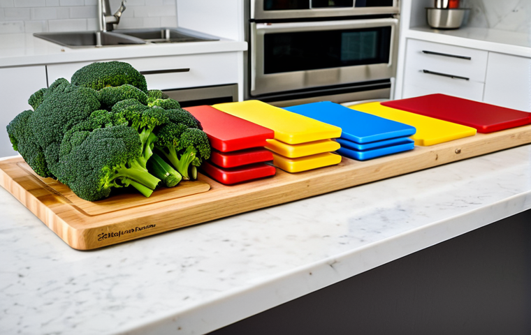 알레르기 대응을 위한 조리 도구 추천 - Color-Coded Cutting Boards**

"A set of brightly colored cutting boards (green, red, blue, yellow) n...